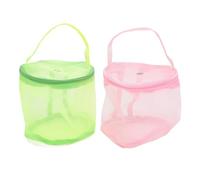 plplaaoo Empty Yarn Storage Bag Mesh Knitting Bag Foldable Round Yarn Ball Organizer for Crochet Hooks Sewing Accessories Travel Home Crafting Pink Green 2Pcs 13x14cm