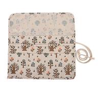 plplaaoo Floral Print Canvas Roll Up Pencil Bag Large Capacity Storage Pouch for Art Students Handmade Pen Case Yellow Tree Pattern 15.1 x 14.6 Inches