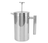 plplaaoo French Press Coffee Maker Stainless Steel Double Wall Teapot Hand Brewed Coffee Press with Filter Screen for Camping Outdoor Travel 304 Stainless Steel Large Capacity (1000ml)
