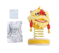 plplaaoo Lion Dance Car Ornament Traditional Chinese Nodding Lion Figurine Handcrafted Spring Festival Decoration for Home Office Car Dashboard ABS Metal 6x11.5cm