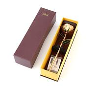 plplaaoo Long Stem 24k Gold Dipped Rose Flower Straight Handle Ornaments Handcrafted Present, Real Roses Dipped in 24k Gold, Handmade Art Piece, Unique and Timeless, Symbol of Eternal Love
