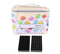 plplaaoo Marker Case 120 Storage Holders Large Opening PU Leather Marker Pen Case with Handle for Artists Travel Organizer Art Supplies