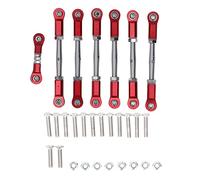 plplaaoo Metal Adjustable Tie Link Rod Set Durable Aluminum Alloy RC Car Steering Linkage for Slash Rustler Stampede 4x4 7PCS Pack Long Short Tie Rods (Red)
