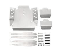 plplaaoo Metal Chassis Armor Three Piece Set Anti Collision Stainless Steel Guard Plate for Axial RBX10 Ryft 1/10 RC Car Upgrade Parts Durable Protective Gear Silver 185g