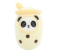plplaaoo Milk Tea Cup Pillow Bubble Milk Tea Plush Doll Toy Cute Stuffed Soft Cotton Hugging Pillow for Home Decor Gift Kids Adults 35cm (Yellow Panda)
