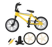 plplaaoo Mini Mountain Bike Model Racing Toys 1/10 Dollhouse Accessory Craft Desk Decoration Alloy Plastic Durable Brake System For RC Crawler Axial SCX10 D90 D110 (Yellow)