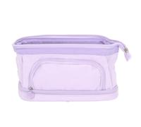 plplaaoo Multifunction Pencil Bag Double Layer Large Capacity Portable Double Zipper Pencil Bag for School Office College Students Oxford Cloth Purple