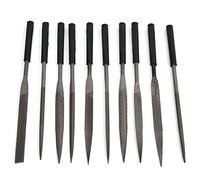 plplaaoo Needle File Set Mini Carbon Steel Single Sided Jewelry Files for Smoothing Metal Modules Professional Grade Coated Non Slip Rubber Handle 10 Piece Kit for Jewelry Making and (5 * 180mm)