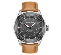 plplaaoo North Edge Mach Pilot Solar Powered Watch for Men 50M Chronograph Night Vision Lasting Up to 180 Days Alloy Stainless Steel Case TPR Nylon Strap (Silver)