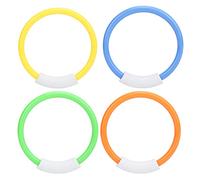 plplaaoo Pool Dive Rings Underwater Swimming Toy Set 4PCS Durable Non Plastic Training Dive Rings for Kids Pool Games Bright Colors Orange Yellow Blue Green 4.4 Inch Diameter