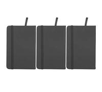 plplaaoo Premium PU Leather A6 Notebook Set 3Pcs Hardcover Strap Notepad with Ribbon Bookmark Elastic Band for Office School Travel Writing Journal Diary Business Supplies (Black)