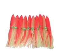 plplaaoo Professional Squid Lures and Sea Fishing Bait Kit 10 Pcs Luminous Lifelike Soft Silicone Baits with Sharp Hooks for Effective Lake and Sea Angling Size 11.8 Inches