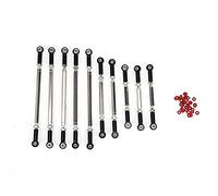 plplaaoo Professional Steering Link Set RC Spare Parts High Strength Durable Adjustable Lightweight CNC Machined Metal Upgrade for trx4 RC Crawler Silver Black 10 Pieces (Black 8245BL)