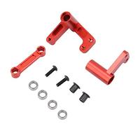 plplaaoo RC Aluminium Alloy Steering Kit Super Tough Fully Adjustable Servo Saver Bell Crank Upgrade Parts for Bandit Rustler Slash 2WD Light Blue Red Silver Dark Blue (Red)