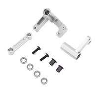 plplaaoo RC Aluminium Alloy Steering Kit Super Tough Fully Adjustable Servo Saver Bell Crank Upgrade Parts for Bandit Rustler Slash 2WD Light Blue Red Silver Dark Blue (Silver)