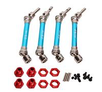 plplaaoo RC Car Front Rear Drive Shaft Set Durable Steel Aluminum Alloy CVD Drive Shafts for Big Rock Senton Vorteks Typhon 1/10 Scale RC Cars 4Pcs Kit with Hex Nuts Screws (Blue)