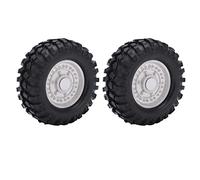 plplaaoo RC Car Tires and Wheel Rims Durable Aluminum Alloy Rubber Tires Enhanced Performance for CC01 MST D90 SCX10 1/10 RC Climbing Car 2pcs 96mm 60mm (Silver)