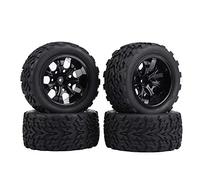 plplaaoo RC Car Tires Rubber Anti Skid Surface Durable Road Holding Performance Tires With Hubs for 1/10 Scale RC Truck Car Black 4Pcs 120mm (Black 7 hole outline)