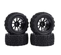 plplaaoo RC Car Tires Rubber Anti Skid Surface Durable Road Holding Performance Tires With Hubs for 1/10 Scale RC Truck Car Black 4Pcs 120mm (Black 10 hole outline)