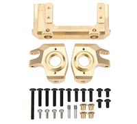 plplaaoo RC Front Bumper Bracket Axles Steering Knuckle Premium Brass Upgrade Parts Lower Center Gravity Enhance Stability for 1/10 RC Crawler SCX10 II 90046 90047 Gold Color 72mm Length