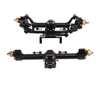 plplaaoo RC Front Rear Axle Assembly CNC Machined Hardened Steel Aluminum Alloy Portal Axle for Axial SCX24 1/24 RC Car Upgrade Replacement Parts Taller Wider Design Improved Climbing (Black)