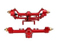 plplaaoo RC Front Rear Axle Assembly CNC Machined Hardened Steel Aluminum Alloy Portal Axle for Axial SCX24 1/24 RC Car Upgrade Replacement Parts Taller Wider Design Improved Climbing (Red)