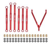 plplaaoo RC Rod Linkage Pull Tire Rod Kit HighQuality Aluminum Alloy Suspension Links Set Durable Upgrade Replacement for AXIAL SCX24 1/24 RC Car 6 Rod Linkage 1 Bracket 16 Brass Ball Heads (Red)