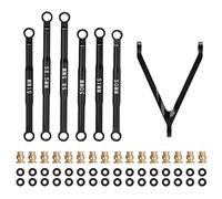 plplaaoo RC Rod Linkage Pull Tire Rod Kit HighQuality Aluminum Alloy Suspension Links Set Durable Upgrade Replacement for AXIAL SCX24 1/24 RC Car 6 Rod Linkage 1 Bracket 16 Brass Ball Heads (Black)