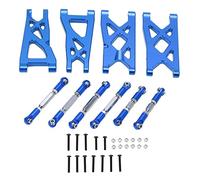 plplaaoo RC Suspension Arms and Pull Rods Set High Performance Aluminum Alloy Front Rear Suspension Arms Steering Servo Linkages Upgrade Kit for ARRMA Senton VORTEKS Typhon 1/10 RC Car (Blue)