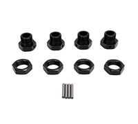 plplaaoo RC Wheel Hex Hub Adapters 24mm Durable Aluminium Alloy CNC Machined Anodized Hex Couplers for 1/5 Series 4Pcs Set with Covers and Pins (Black)