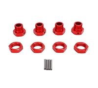 plplaaoo RC Wheel Hex Hub Adapters 24mm Durable Aluminium Alloy CNC Machined Anodized Hex Couplers for 1/5 Series 4Pcs Set with Covers and Pins (Red)