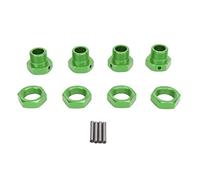 plplaaoo RC Wheel Hex Hub Adapters 24mm Durable Aluminium Alloy CNC Machined Anodized Hex Couplers for 1/5 Series 4Pcs Set with Covers and Pins (Green)
