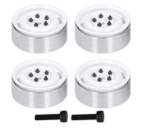 plplaaoo RC Wheel Hub CNC Metal Negative Tire 4pcs Set For SCX10 TRX4 TRX6 D90 1/10 RC Crawler Car Durable White 1.9inch