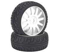 plplaaoo RC Wheel Tires Rubber Tyres High Performance Durable Strong Cushioning for 1/8 On Road Racing RC Car Accessory Orange White Black ABS Material 100mm Diameter 2pcs (White)