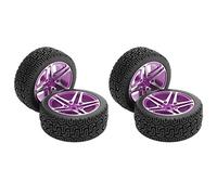 plplaaoo RC Wheels And Tires Set 4Pcs Aluminum Alloy Wheelhub Rubber Tire Durable High Performance Grip For HSP 94122 94123 TT01 WF06 1/10 RC Car Crawler (Violet)