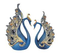 plplaaoo Resin Couple Swan Ornaments Elegant Swan Couple Figurines Handcrafted Decorations for Living Room Wedding Gifts Home Office Decor Durable Resin Material Gold or Blue Beak 2 Pieces (Blue)