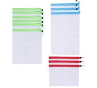 plplaaoo Reusable Produce Bags Polyester Mesh Vegetable Fruit Storage Bags Breathable Washable Lightweight for Groceries Kitchen Travel 12PCS Set Large Medium Small Sizes