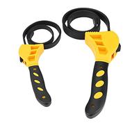 plplaaoo Rubber Strap Wrench Adjustable Spanner Oil Filter Wrench 2pcs Multi Functional Durable Ergonomic Handle Anti Slip Rubber Belt for Car Bike Repair Plumbing Tools Black Yellow
