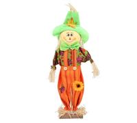plplaaoo Scarecrow Figurine Cute Weatherproof Garden Decoration for Outdoor Halloween Thanksgiving Autumn Harvest 60cm Height Oxford Fabric Straw Wood Stick (Men Pants Standing Style)