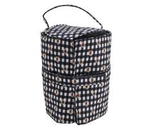 plplaaoo Small Yarn Bag Portable Crochet Hook and Yarn Storage Organizer with Detachable Design for Crafting Enthusiasts 600D Oxford Cloth Flower Pattern Multi Grids (Black White Plaid)