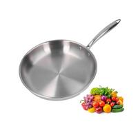 plplaaoo Stainless Steel Frying Pan, Oven Safe Induction Skillet, Stainless Steel Pan with Ergonomic Handle, Thickened Uncoated 3 Layers 304 Stainless Steels Skillet for Versatile Cooking(30cm)