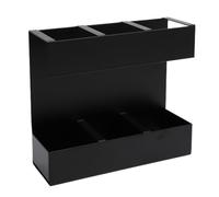 plplaaoo Straw Organizer Chopstick Storage Holder 3 Compartment Iron Straw Dispenser with Bottom Drain for Kitchen Countertop Cabinet Black 19x6x16.5cm