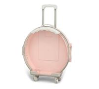 plplaaoo Suitcase Shaped Toy Storage Box Rolling Suitcase Toy Organizer Multifunctional Mini Round Luggage Case for Kids Toys Cosmetics ABS Plastic Travel Home Storage 20 x 6.5 x 30.5cm (Light Pink)