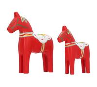 plplaaoo Swedish Dala Horse Decor Traditional Hand Painted Wooden Dala Horse Statue Figurine Home Ornament Handicraft for Living Room Decor MDF 2 Pieces 24cm and 16cm (Red)