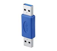 plplaaoo USB 3.0 Type A Male to Type A Male Connector Durable Blue High Speed Data Transfer Adapter for Extending Cables in Tight Spaces 5.3cm 1pc