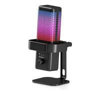 plplaaoo USB Gaming Microphone with RGB Lighting Noise Reduction Cardioid Mode Quick Mute Gain Knob LB Function for Gaming Live Streaming Video Recording Black White (Black)