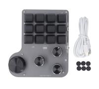 plplaaoo USB Mini Macro Mechanical Gaming Keyboard Programmable USB C Bluetooth 2.4G Wireless 3 Modes 12 Keys 4 Knobs Blue Switch RGB LED for Gaming and Industrial Control Applications ABS