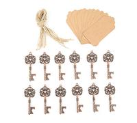 plplaaoo Vintage Key Bottle Opener 12Pcs Heart Crown Pattern Metal Alloy Champagne Bottle Opener with DIY Blank Tag and Twine for Wedding Party Birthday Banquet Decorations