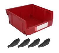 plplaaoo Wall Mounted Storage Bin Stackable Shop Tool Bin Thickened Beveled Mouth Vertical Assembly 2 in 1 Design for Garage Workshop Factory Home Organizer Plastic 276x279x128mm (Red)