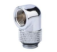 plplaaoo Water Cooling Fitting, Sturdy Brass Tube Fitting 90 Degree Angle Rotary G1/4 Thread Elbow Tube Fitting Connector Chrome Plated Brass for PC Water Cooling System Hose Connector (Silver)